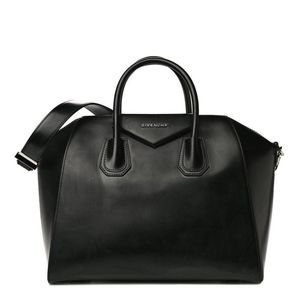 Givenchy Shiny Lord Calfskin Medium Antigona Black Leather Shoulder Bag